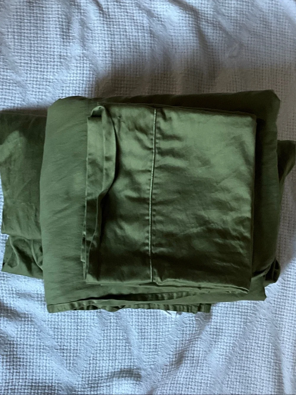 Olive Green Cotton Queen Bed Sheet Set - Classic Solid Bedding